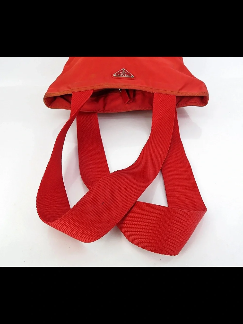 Prada Orange-Red Nylon Tote Bag